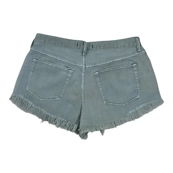 We the Free Denim Cutoff Jean Shorts Destroyed Ripped Sage‎ Green Sz 28 Button - Picture 4 of 11